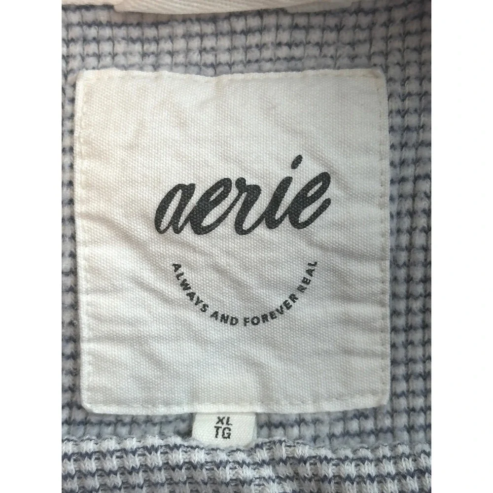 Aerie Mens Grey Waffle Knit Crewneck‎ Oversized Pullover Sweater XL RN54485